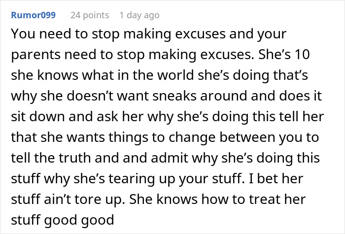 19YO Refuses To See Her 10YO Sis Who Keeps Destroying Her Stuff, Mad As Mom And Dad Push Back