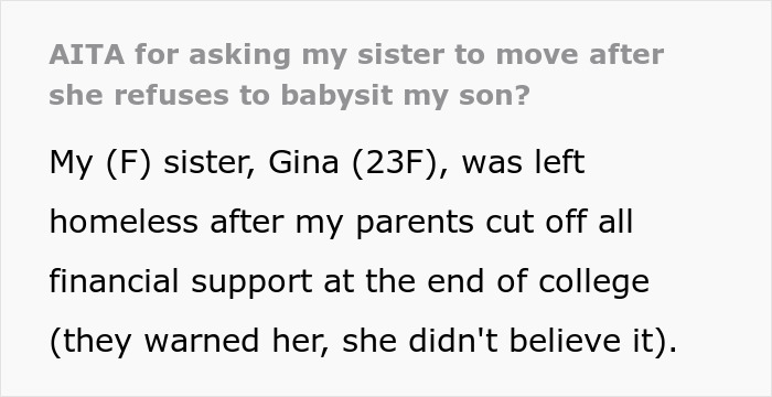 Woman Refuses To House Sister Any Longer After She Refuses To Babysit And Clean: “I’m Child-Free For A Reason”