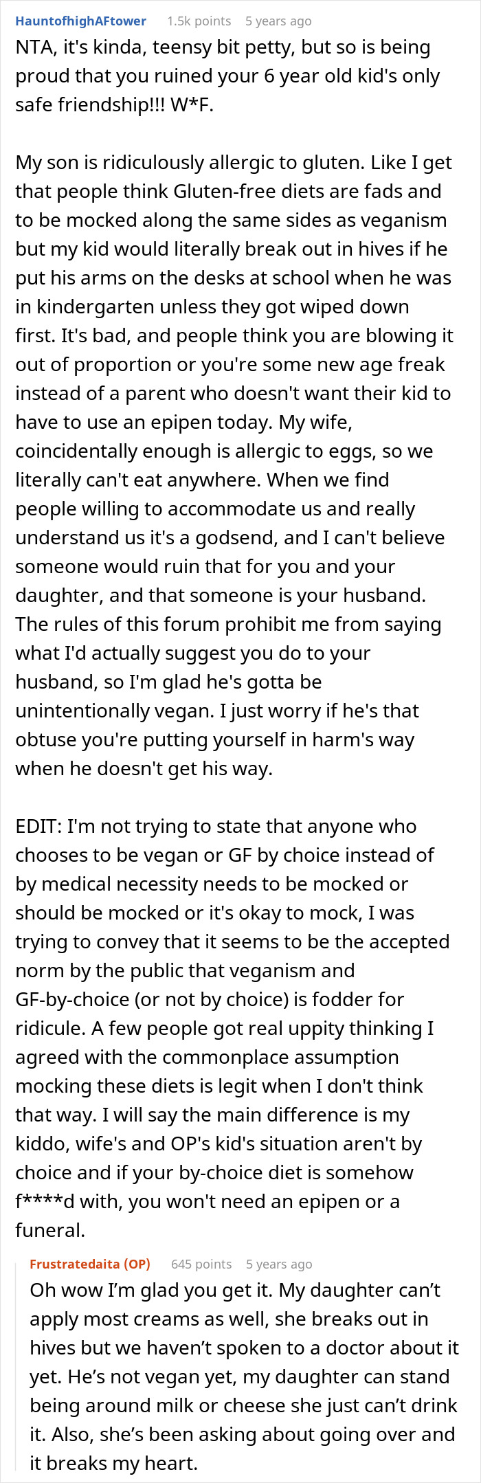 Wife Punishes Vegan-Hating Husband For Ruining Daughter&rsquo;s Only Friendship, Still Defends Him In The Comments