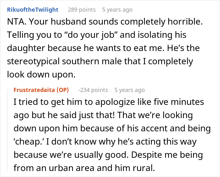 Wife Punishes Vegan-Hating Husband For Ruining Daughter&rsquo;s Only Friendship, Still Defends Him In The Comments