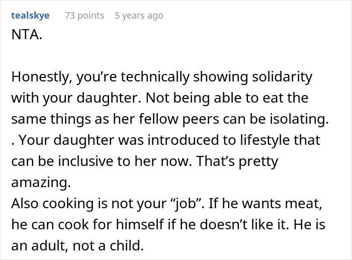 Wife Punishes Vegan-Hating Husband For Ruining Daughter&rsquo;s Only Friendship, Still Defends Him In The Comments