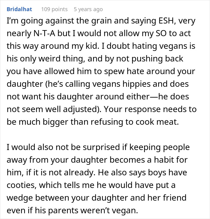 Wife Punishes Vegan-Hating Husband For Ruining Daughter&rsquo;s Only Friendship, Still Defends Him In The Comments