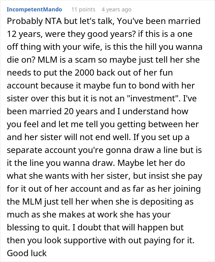 Man Discovers Wife Secretly Sent $2K To Sister&rsquo;s Pyramid Scheme, Gives Her An Ultimatum