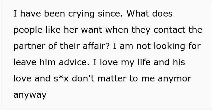 Woman Tries To Ignore That Husband Has A Mistress, But She Keeps Trying To Contact Her