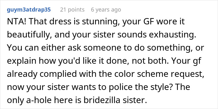 Guy Throws GF Under The Bus By Approving Outfit For Sister&rsquo;s Wedding That He Knew Would Cause Drama