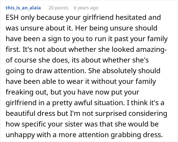 Guy Throws GF Under The Bus By Approving Outfit For Sister&rsquo;s Wedding That He Knew Would Cause Drama