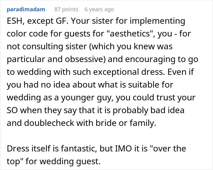 Guy Throws GF Under The Bus By Approving Outfit For Sister&rsquo;s Wedding That He Knew Would Cause Drama