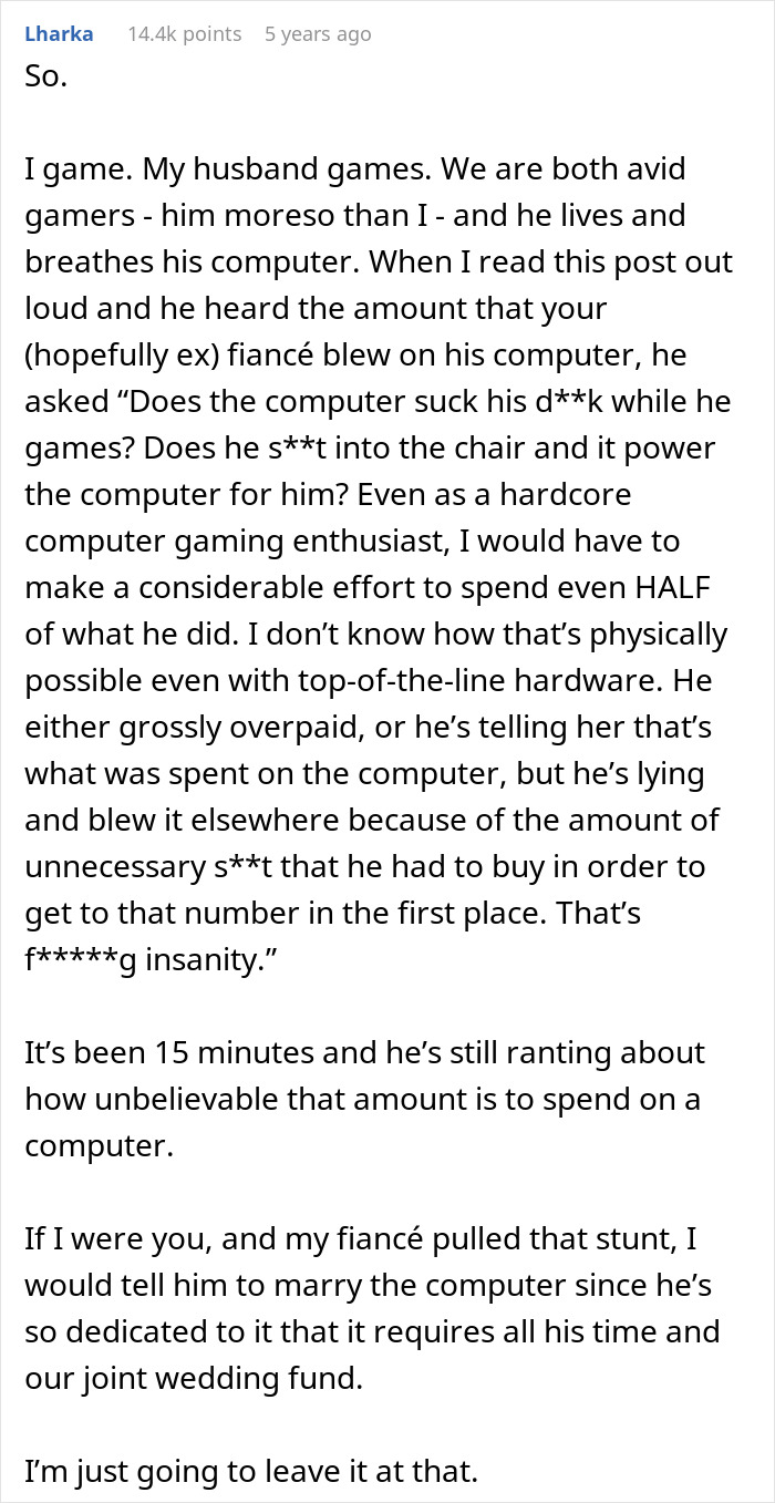 Woman Devastated After Fianc&eacute; Drains $8K Worth Of Savings To Buy Gaming PC And Forgets She Exists