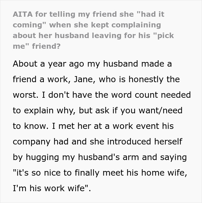 Woman Tells Friend She “Had It Coming” After Husband Leaves Her For A Pick-Me Friend