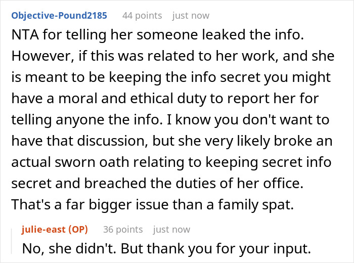 Woman Tells SIL Her Own Mom Leaked Confidential Information, Gets Scolded For Starting Family Drama