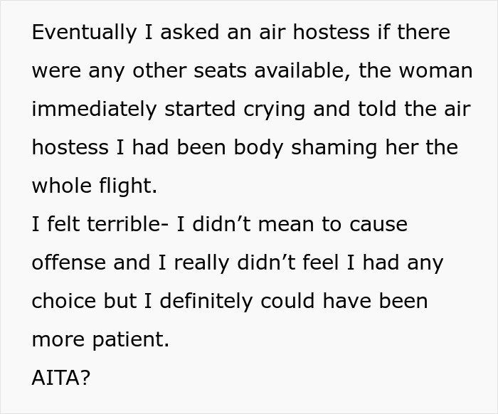 Plus‑Size Woman Traps A Panicking Passenger In Their Seat, Starts Crying When They Ask To Switch Seats