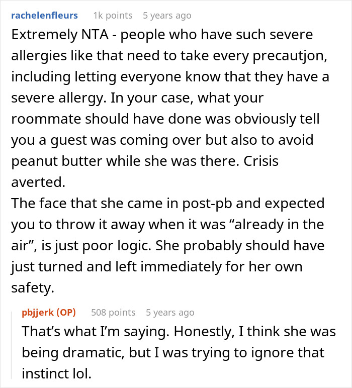 Lady Won’t Stop Eating Peanut Butter Because Roomie’s Unannounced Guest Is Allergic, Drama Ensues