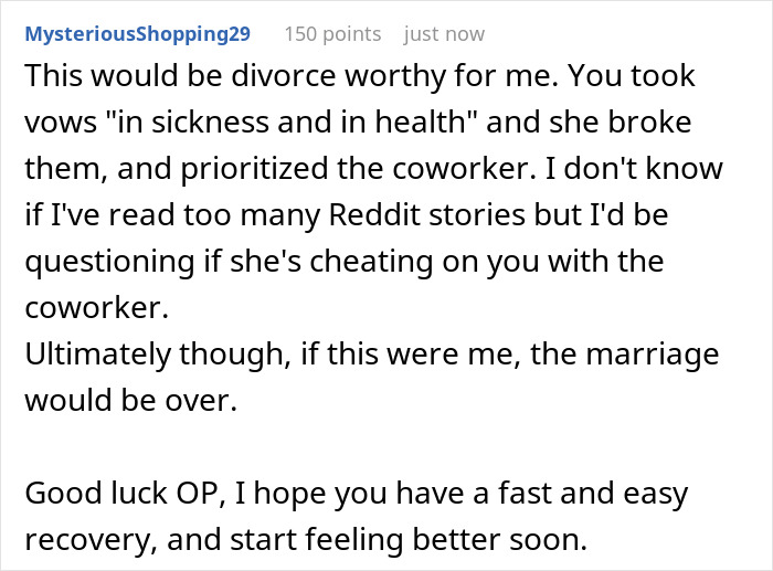 Wife Misses Hubby’s Surgery To Be There For Coworker Going Through Divorce, He Packs Up And Leaves