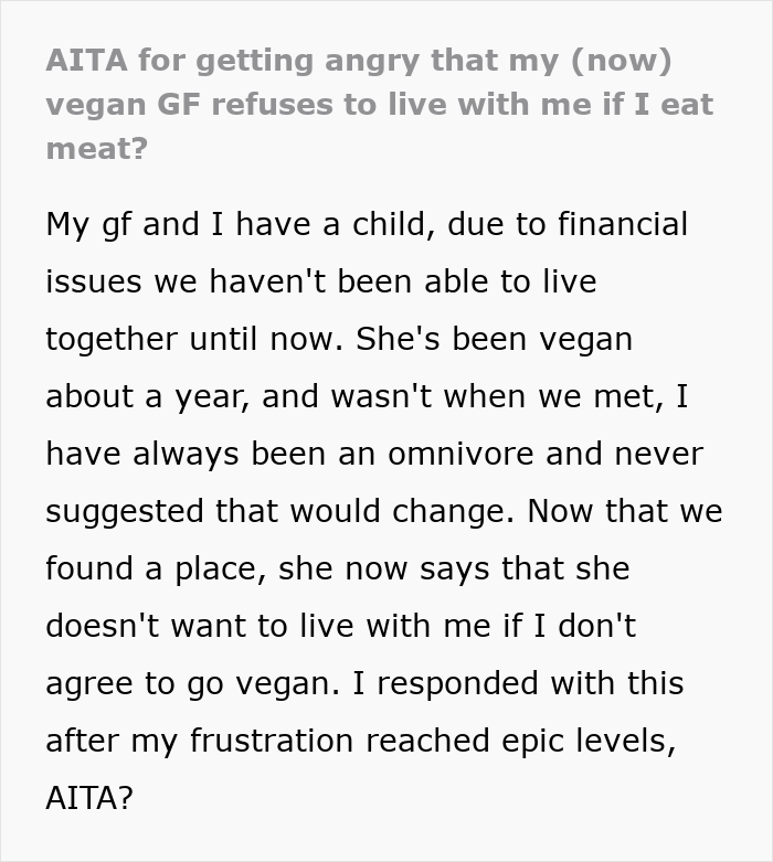 Vegan Woman Chooses Lifestyle Over Boyfriend And Kids, Refuses To Live With Him If He Eats Meat