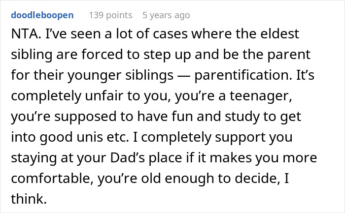 Mom Turns Oldest Daughter Into A Nanny Of Her 5 Kids, Then Gets Upset She Wants To Move In With Dad