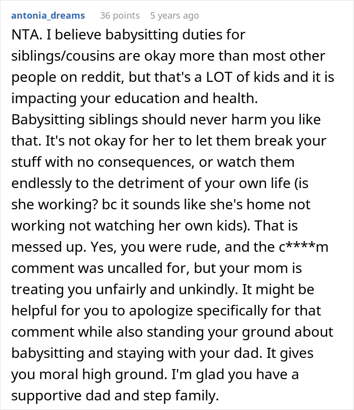 Mom Turns Oldest Daughter Into A Nanny Of Her 5 Kids, Then Gets Upset She Wants To Move In With Dad