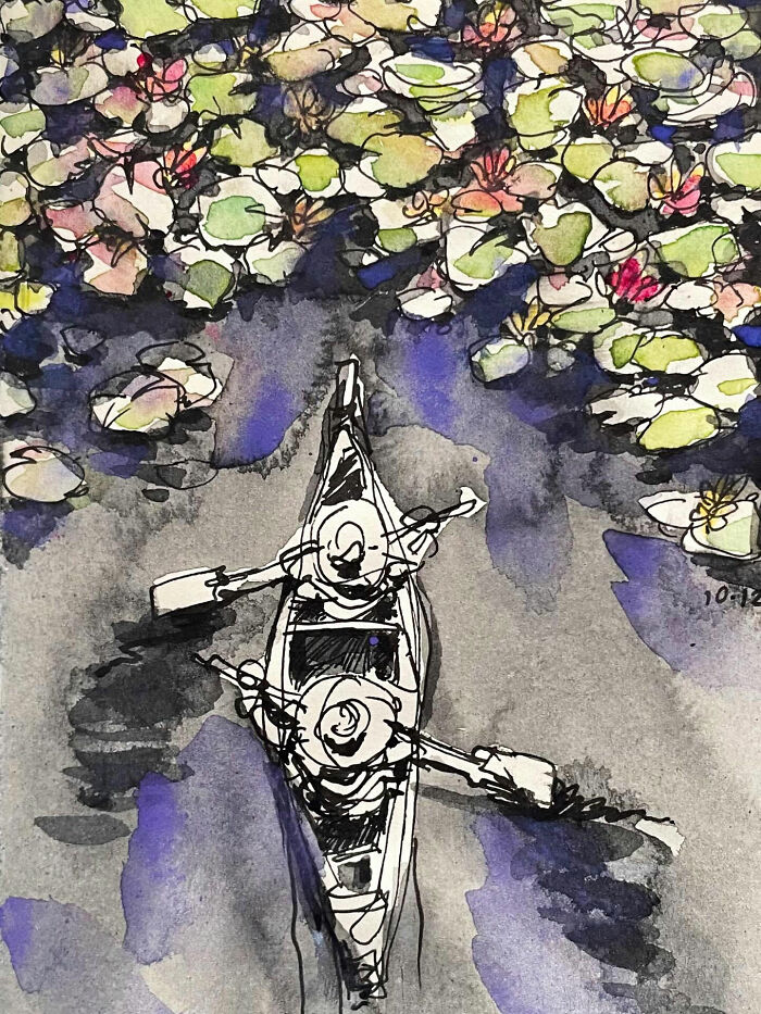 This Artist Turns Ordinary Moments Into Bold Watercolor And Ink Sketches (30 Pics)