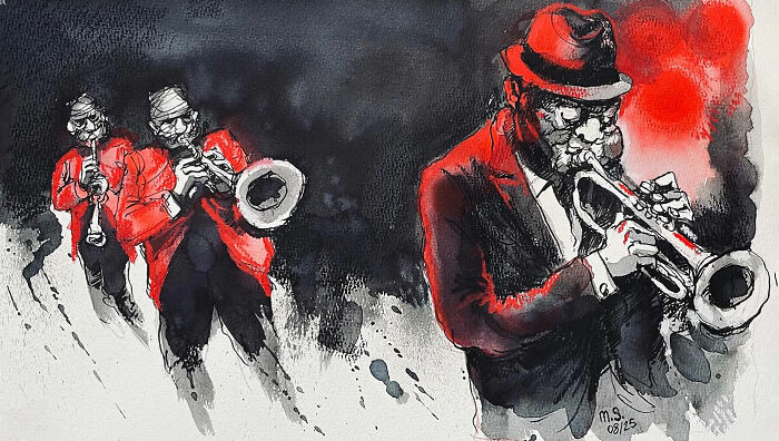 This Artist Turns Ordinary Moments Into Bold Watercolor And Ink Sketches (30 Pics)