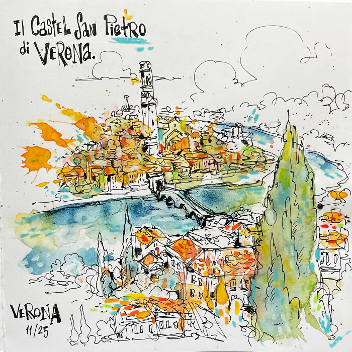 This Artist Turns Ordinary Moments Into Bold Watercolor And Ink Sketches (30 Pics)