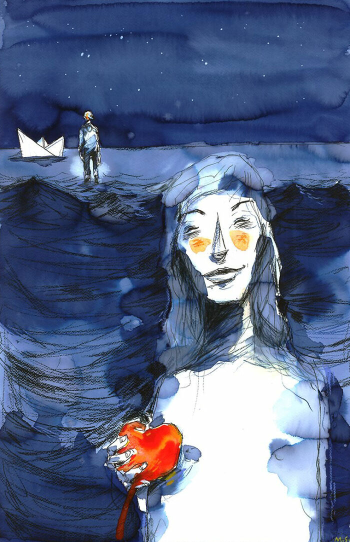 This Artist Turns Ordinary Moments Into Bold Watercolor And Ink Sketches (30 Pics)