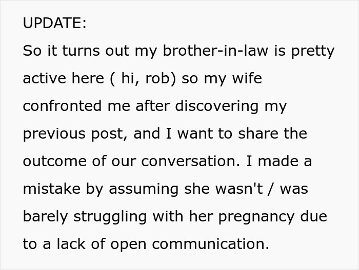 Delusional Guy Believes He Shouldn’t Help Out Pregnant Wife As He’s The Breadwinner, Gets Snubbed Delusional Guy Believes He Shouldn’t Help Out Pregnant Wife As He’s The Breadwinner, Gets Snubbed