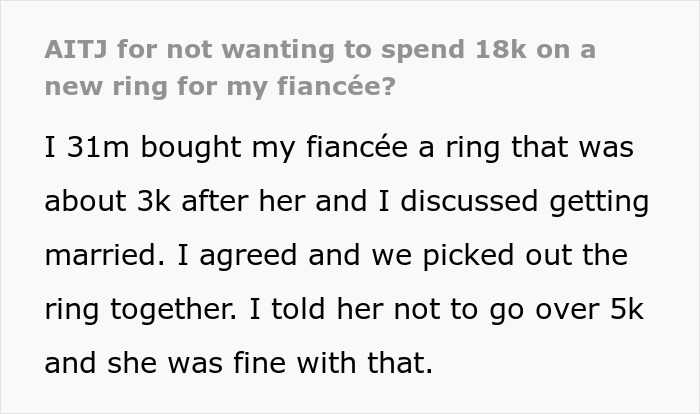 Woman’s Dream Ring Comes With An $18,000 Price Tag, Fiancé Has To Fork Out Or Walk Out Woman’s Dream Ring Comes With An $18,000 Price Tag, Fiancé Has To Fork Out Or Walk Out