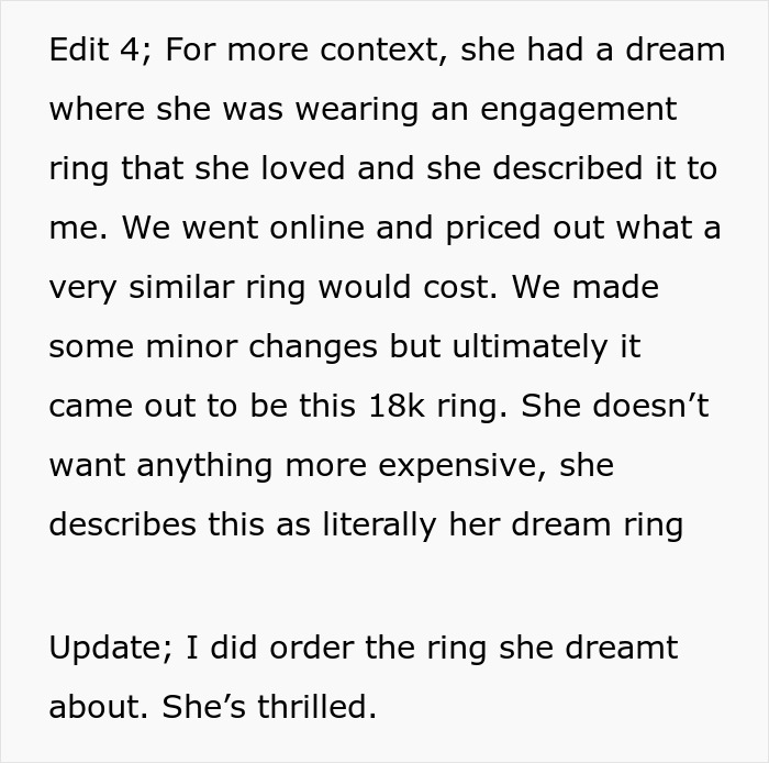 Woman’s Dream Ring Comes With An $18,000 Price Tag, Fiancé Has To Fork Out Or Walk Out Woman’s Dream Ring Comes With An $18,000 Price Tag, Fiancé Has To Fork Out Or Walk Out