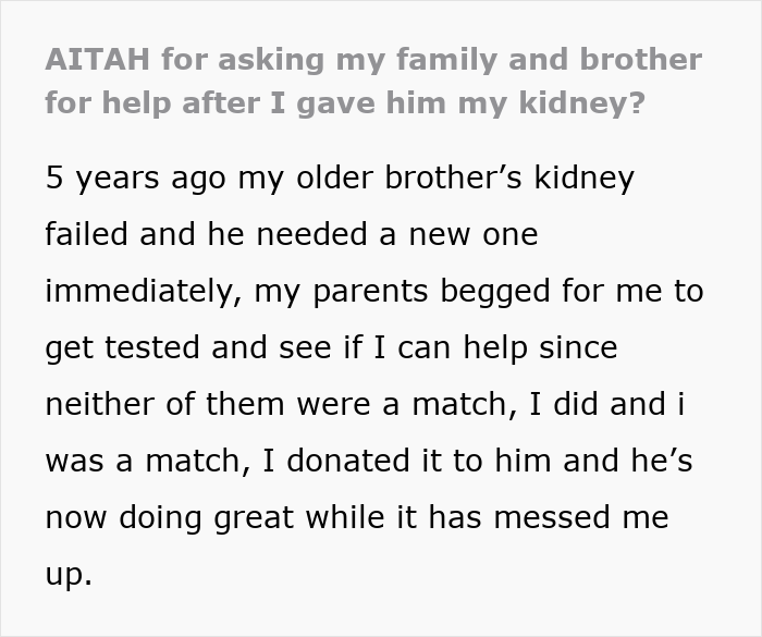 Man Ends Up Broke And In Pain After Donating Kidney To Brother, Cruel Fam Says It Was His Choice