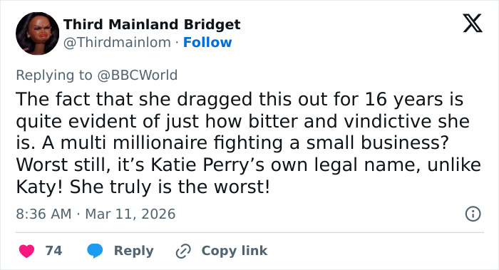 Katy Perry Loses Bitter 16-Year Legal Battle Against Katie Perry