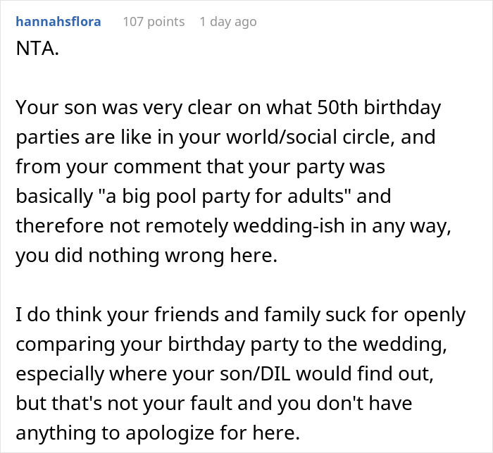 Man Doesn’t Care If Mom’s Birthday Upstages His Wedding, Regrets It When Guests Start Comparing: “Huge Jerk” Man Doesn’t Care If Mom’s Birthday Upstages His Wedding, Regrets It When Guests Start Comparing: “Huge Jerk”