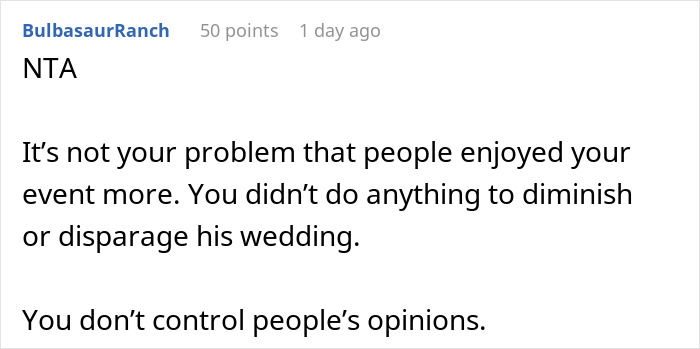 Man Doesn’t Care If Mom’s Birthday Upstages His Wedding, Regrets It When Guests Start Comparing: “Huge Jerk” Man Doesn’t Care If Mom’s Birthday Upstages His Wedding, Regrets It When Guests Start Comparing: “Huge Jerk”