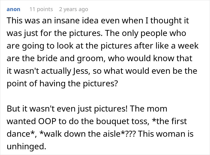 Woman Flabbergasted After Mom Offers An Absolutely Unhinged Idea To Save Her Twin Sister’s Wedding Woman Flabbergasted After Mom Offers An Absolutely Unhinged Idea To Save Her Twin Sister’s Wedding