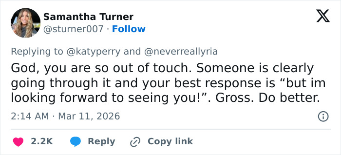 Katy Perry’s “Grim” Response To Struggling Fan Drives Many To Viciously Call Her Out Katy Perry’s “Grim” Response To Struggling Fan Drives Many To Viciously Call Her Out