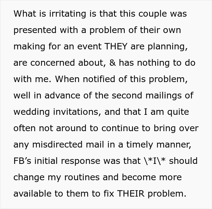 Couple’s Fancy Wedding Invites Keep Getting Misdelivered, Bride Expects Neighbor To Deliver Them Couple’s Fancy Wedding Invites Keep Getting Misdelivered, Bride Expects Neighbor To Deliver Them