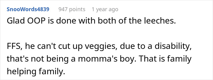 “My Mum Cuts Vegetables For Me”: Lazy BIL Can’t Handle The Fact That Guy With One Arm Can’t Use A Knife “My Mum Cuts Vegetables For Me”: Lazy BIL Can’t Handle The Fact That Guy With One Arm Can’t Use A Knife