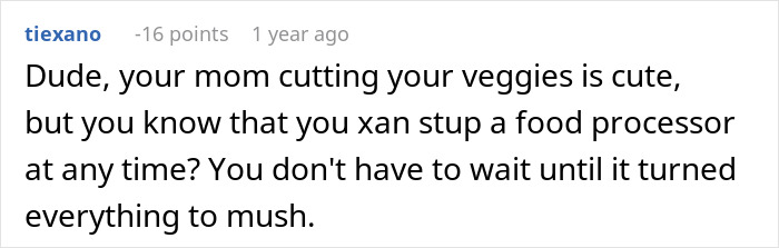 “My Mum Cuts Vegetables For Me”: Lazy BIL Can’t Handle The Fact That Guy With One Arm Can’t Use A Knife “My Mum Cuts Vegetables For Me”: Lazy BIL Can’t Handle The Fact That Guy With One Arm Can’t Use A Knife