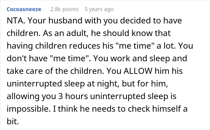 New Mom Finally Gets Real Sleep After Dumping The Husband Who Thought Three Hours Of Childcare Was Too Much