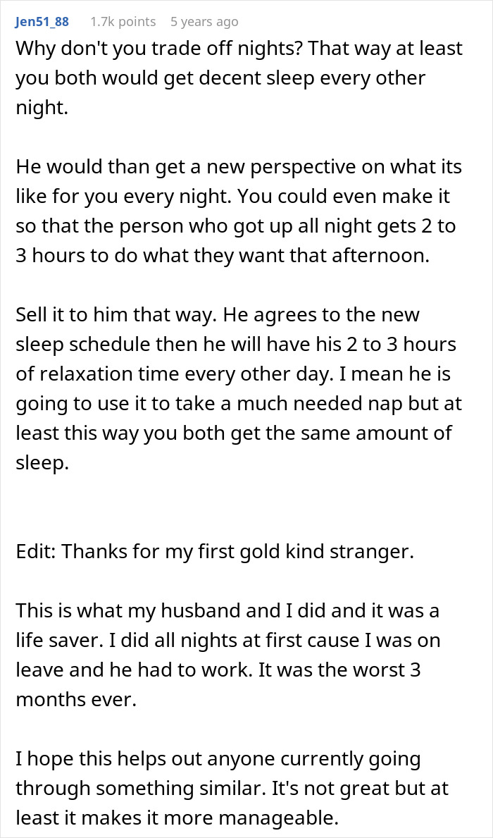 New Mom Finally Gets Real Sleep After Dumping The Husband Who Thought Three Hours Of Childcare Was Too Much