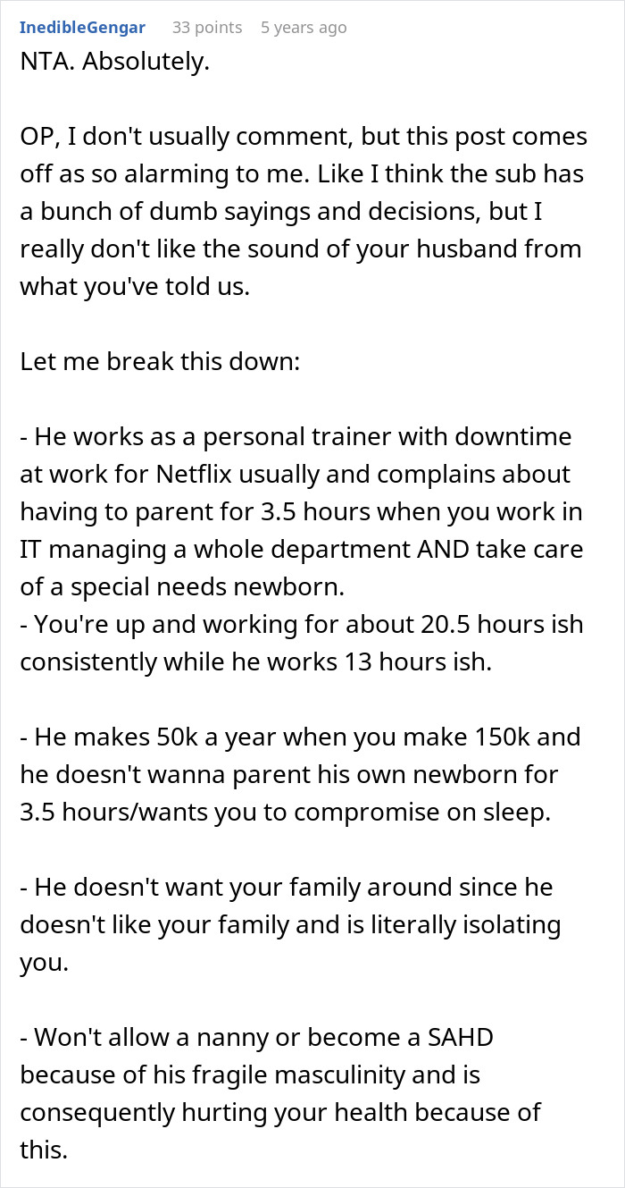 New Mom Finally Gets Real Sleep After Dumping The Husband Who Thought Three Hours Of Childcare Was Too Much