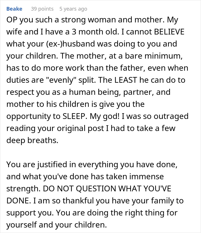 New Mom Finally Gets Real Sleep After Dumping The Husband Who Thought Three Hours Of Childcare Was Too Much