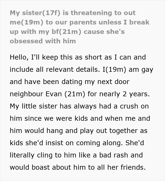 Guy&rsquo;s Sister Catches Him With His Secret BF, Demands He Dump Him So She Can Date Him Instead