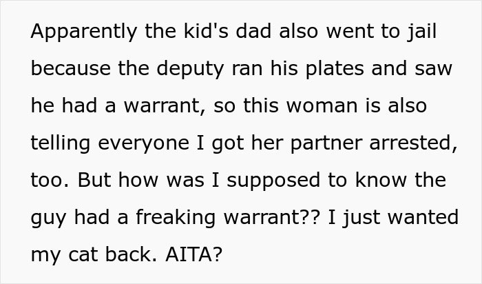 Woman Called A Spoiled Brat For Crying To Her Sheriff Dad About Neighbors Stealing Her Cat Woman Called A Spoiled Brat For Crying To Her Sheriff Dad About Neighbors Stealing Her Cat