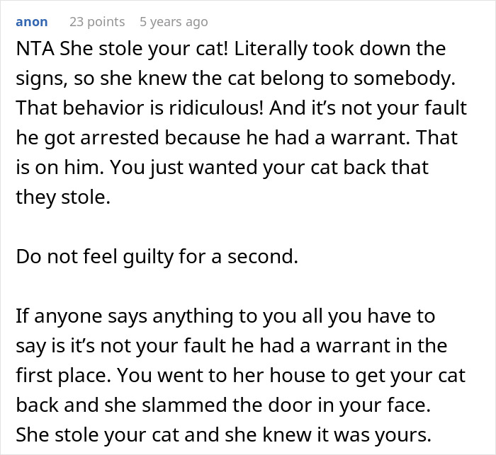 Woman Called A Spoiled Brat For Crying To Her Sheriff Dad About Neighbors Stealing Her Cat Woman Called A Spoiled Brat For Crying To Her Sheriff Dad About Neighbors Stealing Her Cat