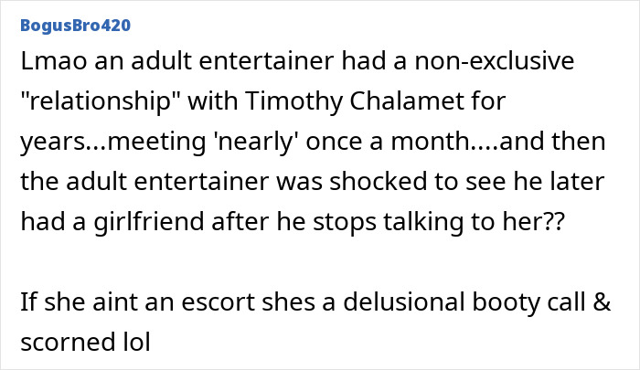 Ex-Adult Entertainer Speaks Out On Alleged Romance With Timoth&eacute;e Chalamet Before Kylie Jenner