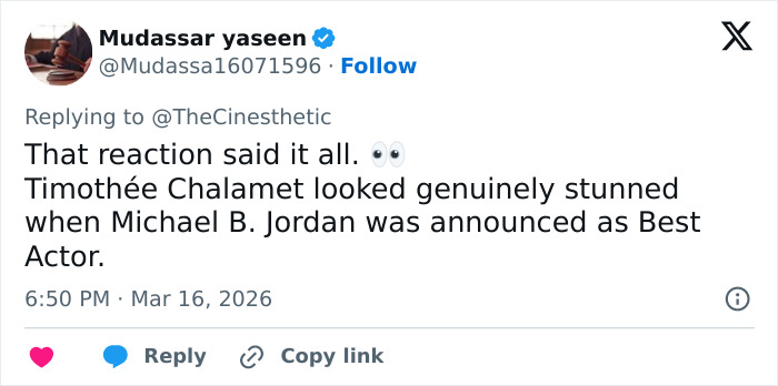 Body Language Expert Explains Timothée Chalamet’s Odd Reaction To Michael B. Jordan’s Win Body Language Expert Explains Timothée Chalamet’s Odd Reaction To Michael B. Jordan’s Win