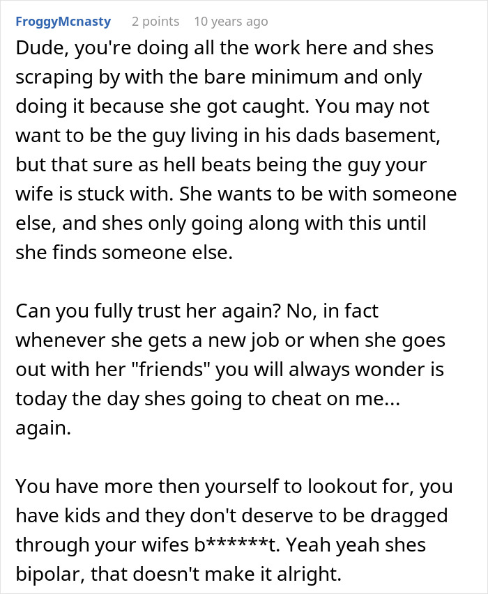 Wife’s Attempt To Cheat Turns Out To Be A Manic Episode, Husband Reflects 10 Years Later