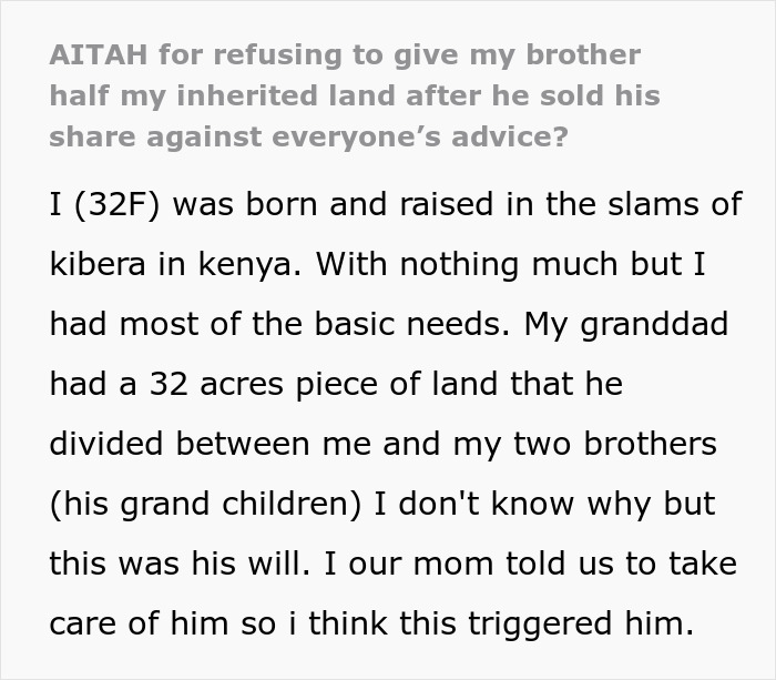 Cunning Guy Tries To Manipulate Sis Into Giving Half Her Land To Him, “Forgets” He Sold His Already
