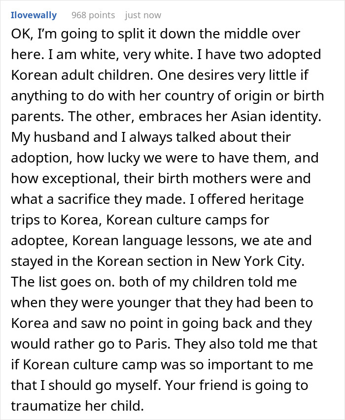 Lady Adopts Korean Baby And Goes Overboard With Culture, She Explodes As Friend Calls Her Out
