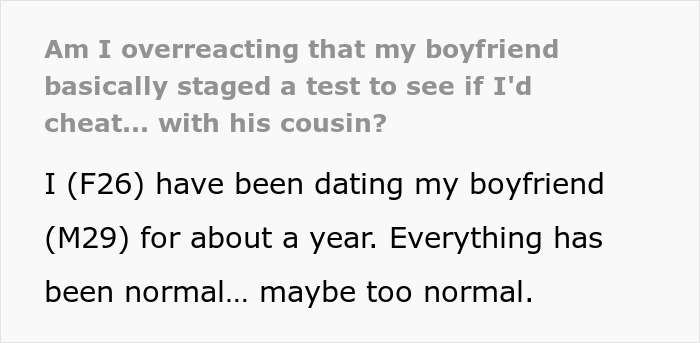 Cunning Guy Orchestrates &ldquo;Loyalty Test&rdquo; For GF By Making Cousin Hit On Her, She Feels Disrespected