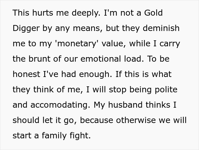 Woman Expected Her In-Laws To Gift Money To Their Family, Turns Out They Meant Her Husband Only